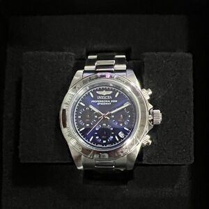 Invicta Speedway Silver and Blue Chronograph Watch